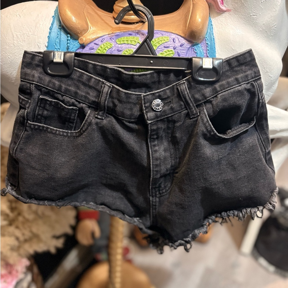 SHEIN Black Jean Shorts Distressed High-Waisted